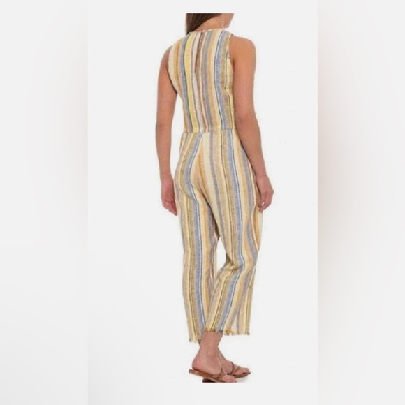 Anthropologie DREW Striped Wide Leg Jumpsuit in Multi Blue Stripe - Picture 7 of 7
